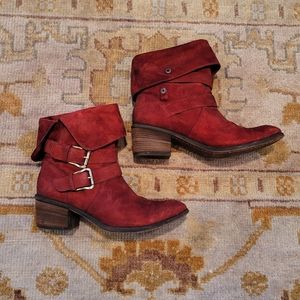 Donald J. Pliner Deep Red Suede Slouchy Boots Sz 9